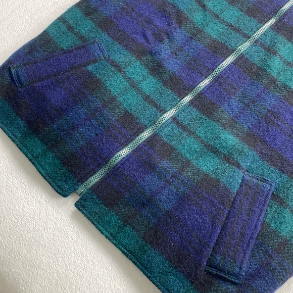 Brenire Vintage Hand Framed Pure New Wool Knit Plaid Full Zip Sweater Jacket - Picture 5 of 14